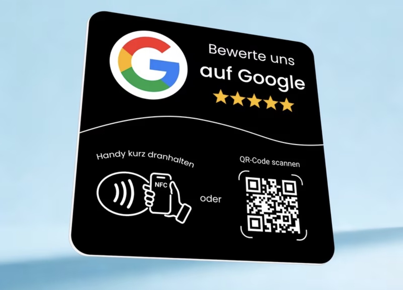 Tap2Review Karte mit NFC und QR-Code