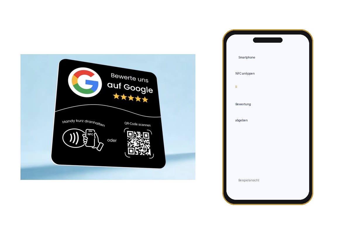 Smartphone wird an die echte Tap2Review Karte gehalten